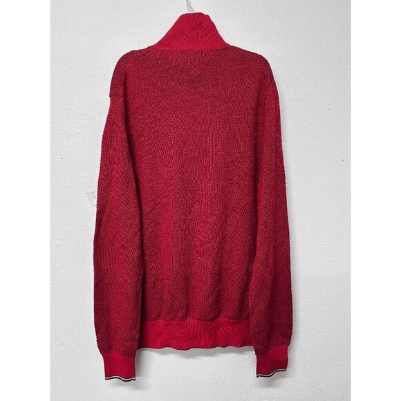 Tommy Hilfiger Men's Manhattan Quarter Zip Sweater - Red L - Picture 3 of 5